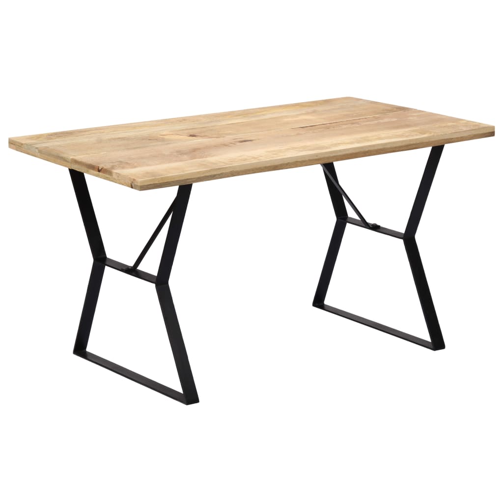 Solid Mango Wood Dining Table - 140x80x76 cm Natural Finish