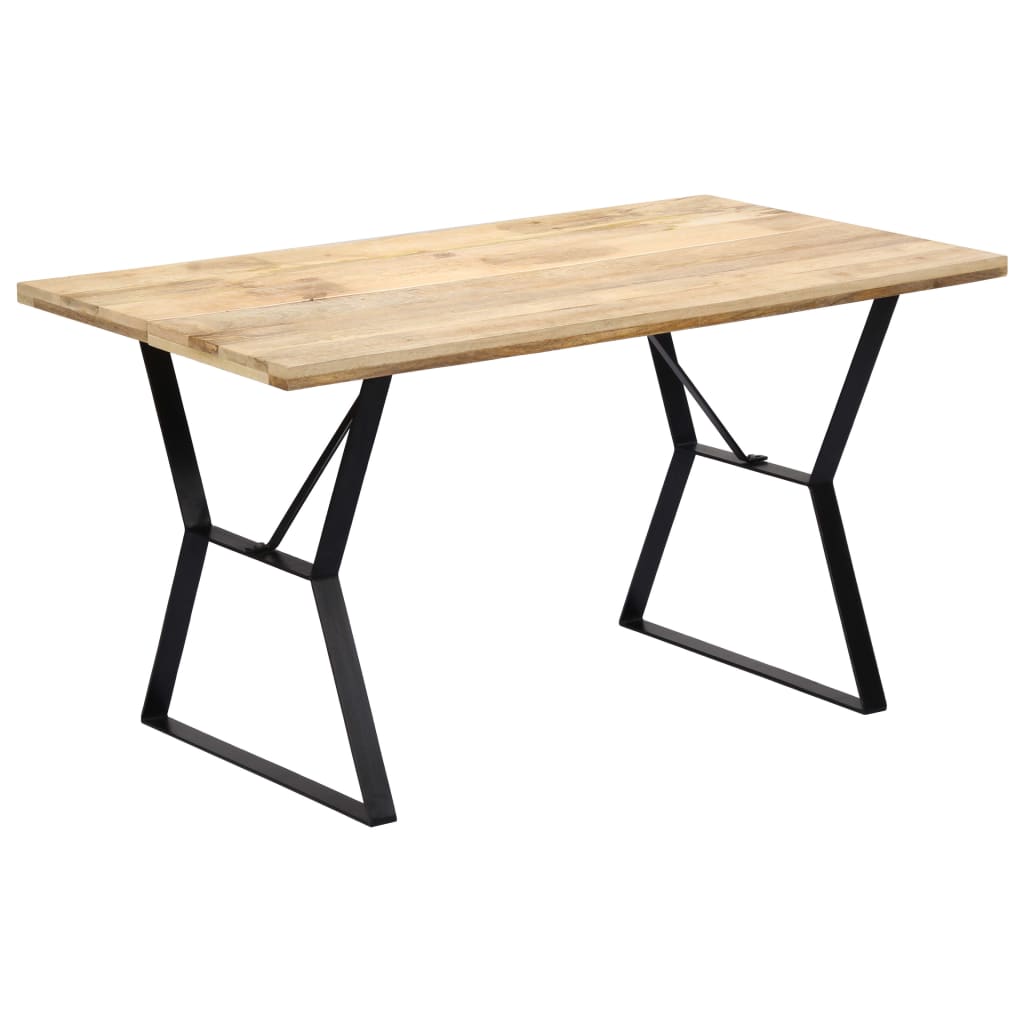 Solid Mango Wood Dining Table - 140x80x76 cm Natural Finish