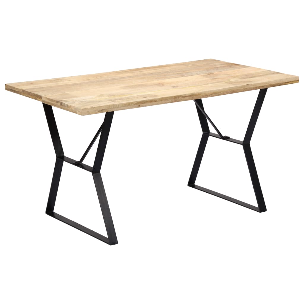 Solid Mango Wood Dining Table - 140x80x76 cm Natural Finish