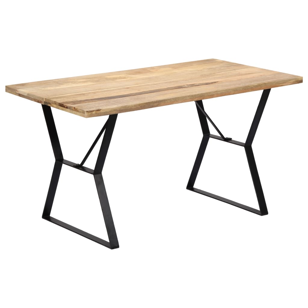 Solid Mango Wood Dining Table - 140x80x76 cm Natural Finish