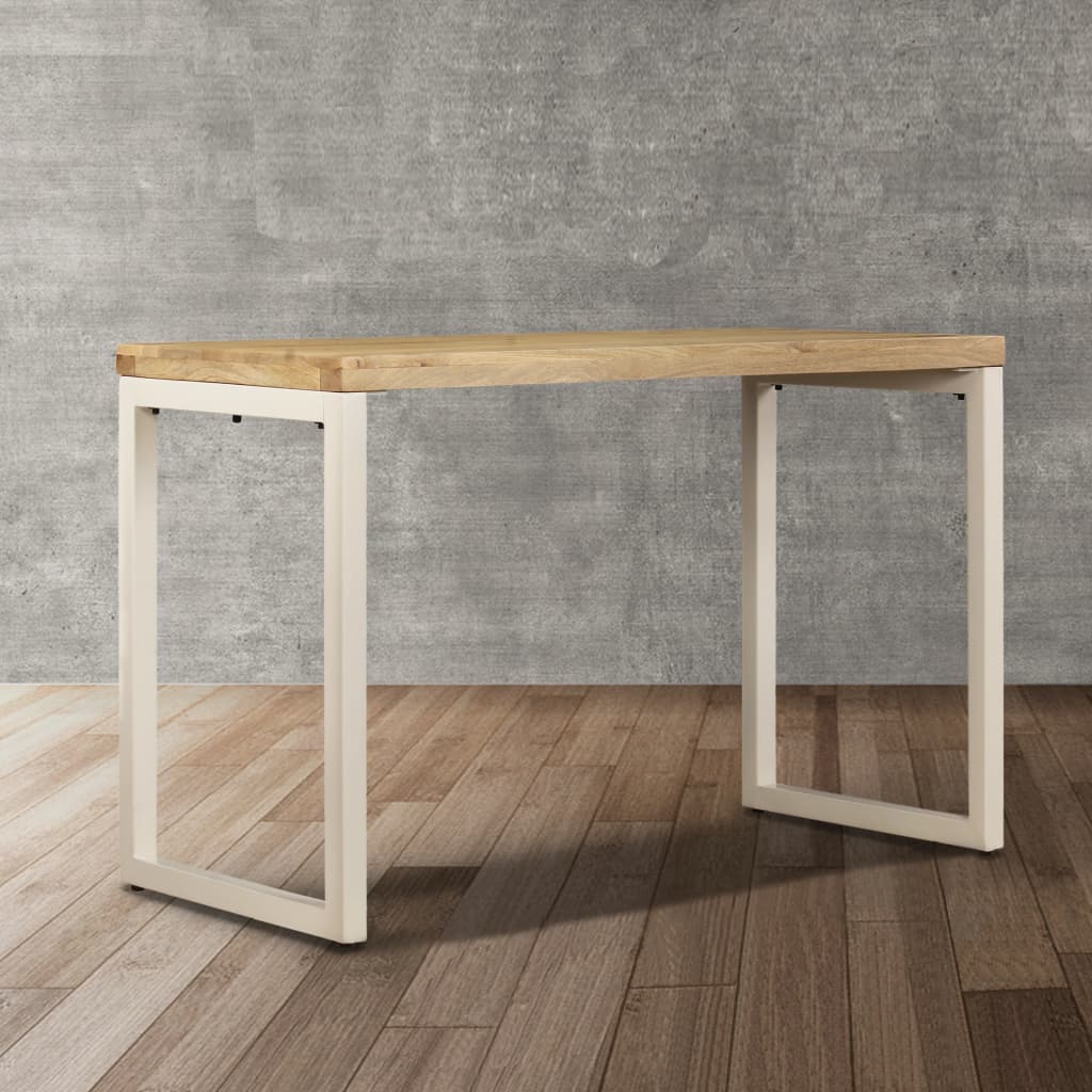 Modern Dining Table, Mango Wood & Steel, 115x55x76 cm
