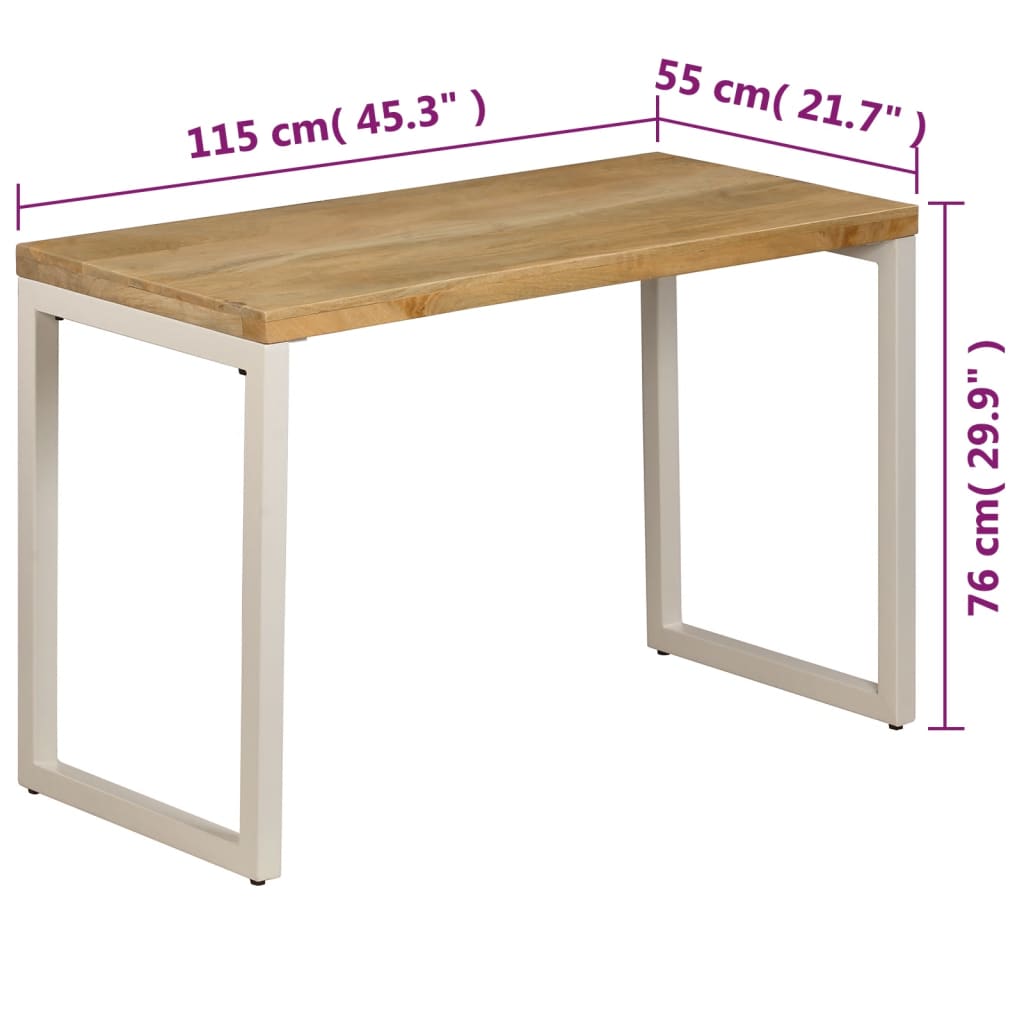 Modern Dining Table, Mango Wood & Steel, 115x55x76 cm