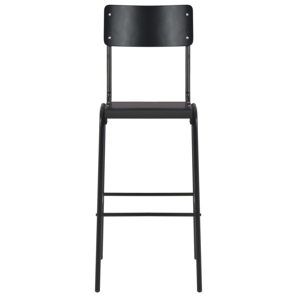Black Bar Chairs Set of 2 - Solid Plywood & Steel Design