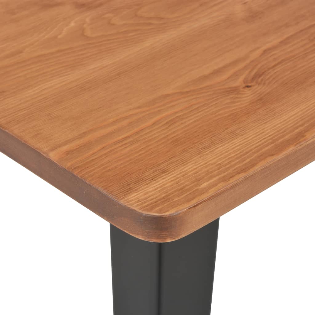 Bar Table Black 60x60x108 cm Solid Pine Wood Steel