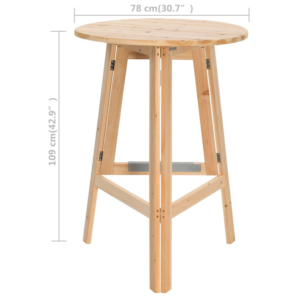 Compact Fir Wood Foldable Bar Table - 78 cm