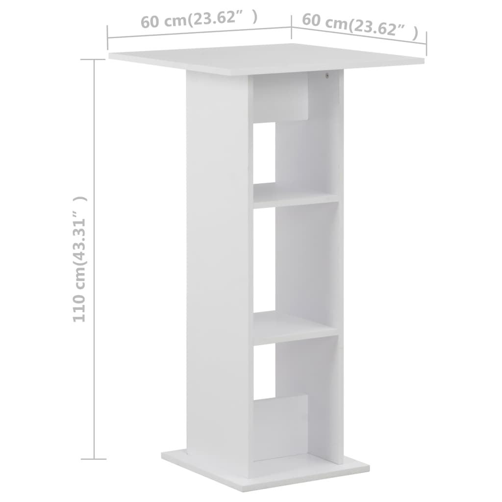 White Bar Table 60x60x110 cm - Sleek & Modern Design