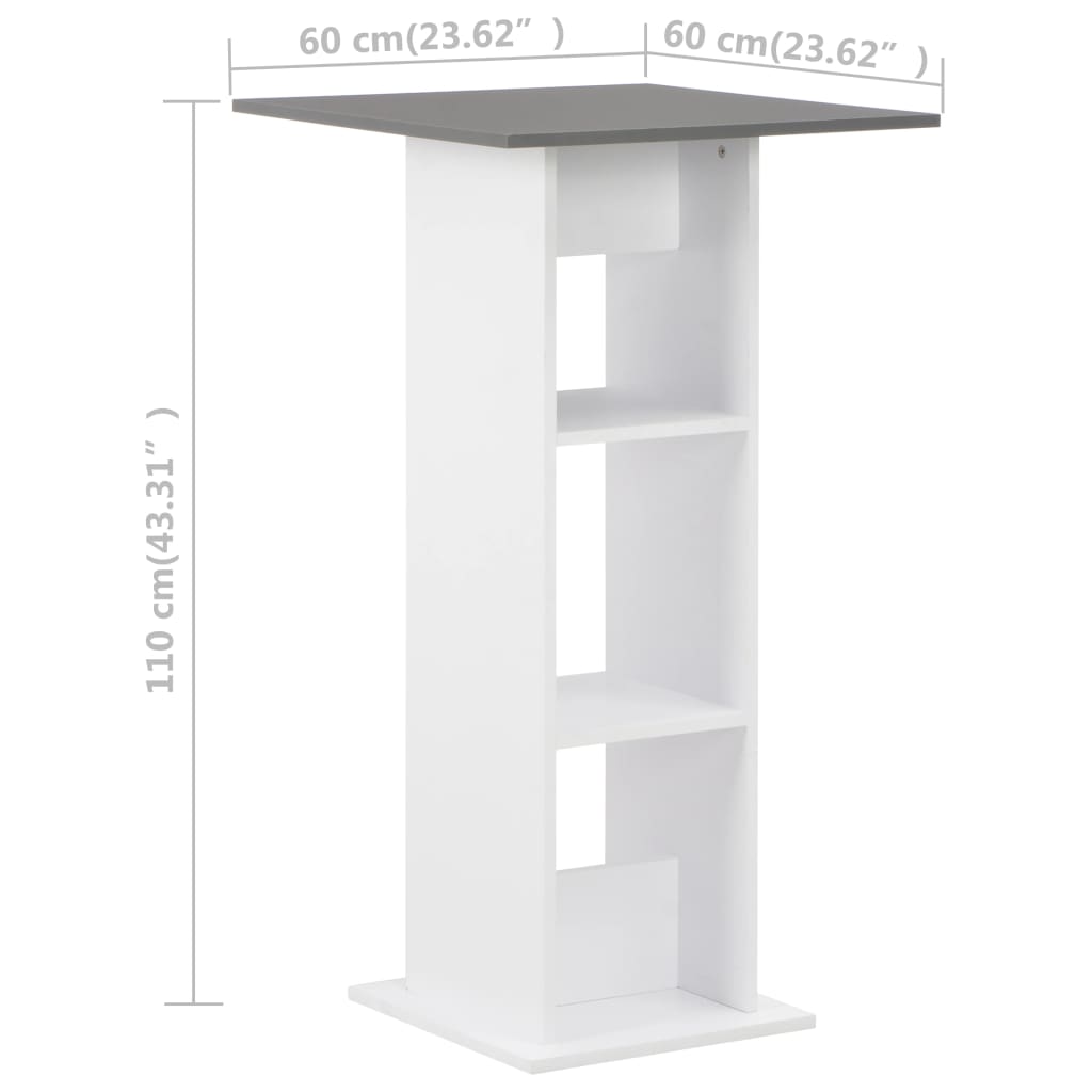 White & Anthracite Grey Bar Table 60x60x110 cm - Stylish Design