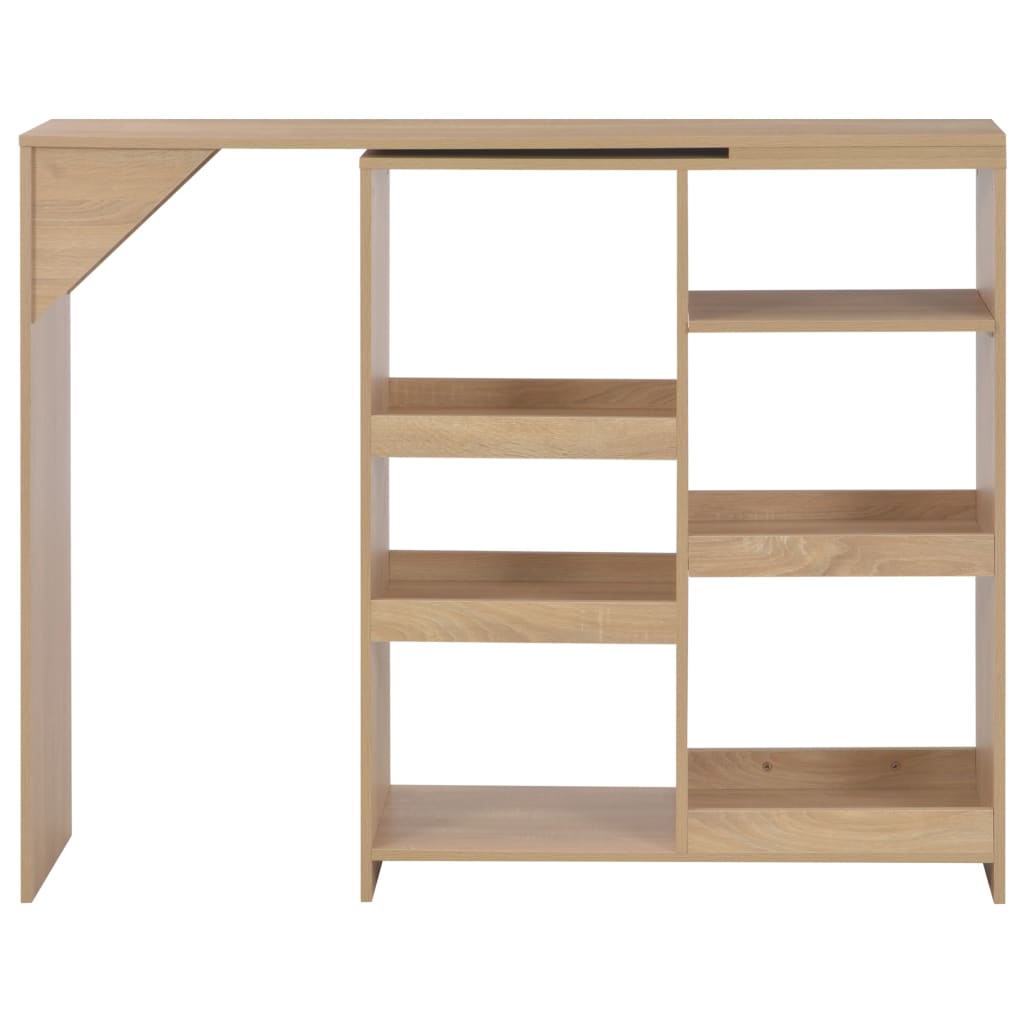 Oak Bar Table with Moveable Shelf - 138x39x110 cm