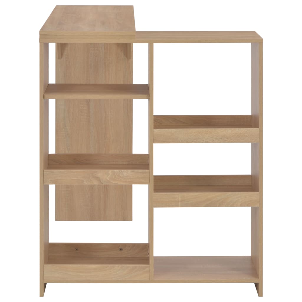 Oak Bar Table with Moveable Shelf - 138x39x110 cm