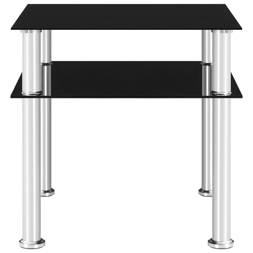 Side Table Black 45x50x45 cm Tempered Glass
