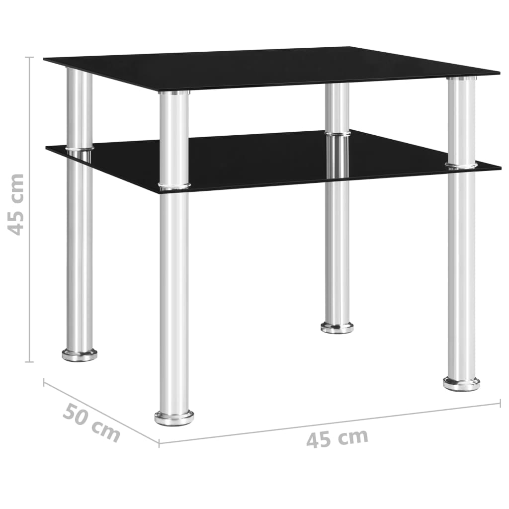 Side Table Black 45x50x45 cm Tempered Glass