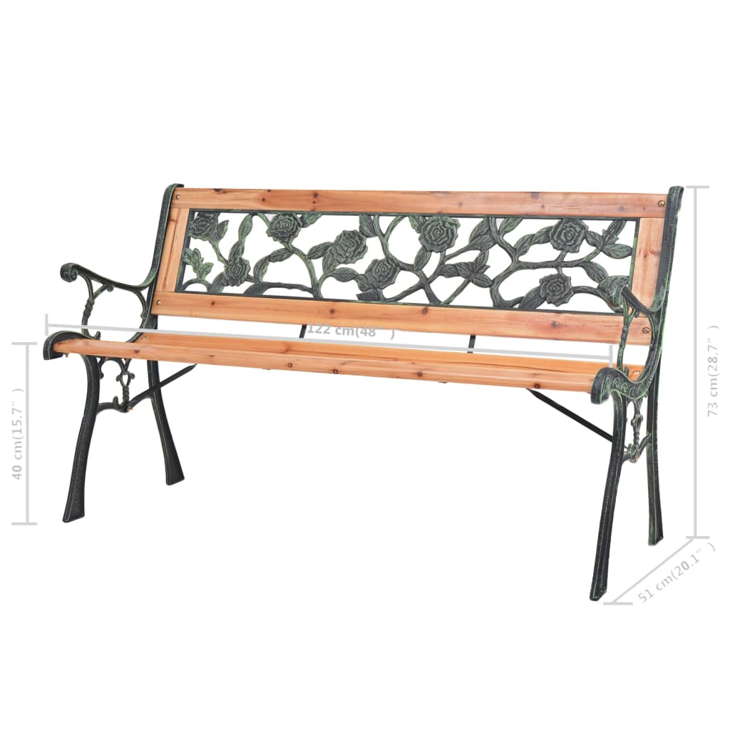 Elegant 122 cm Wooden Garden Bench - Natural Finish