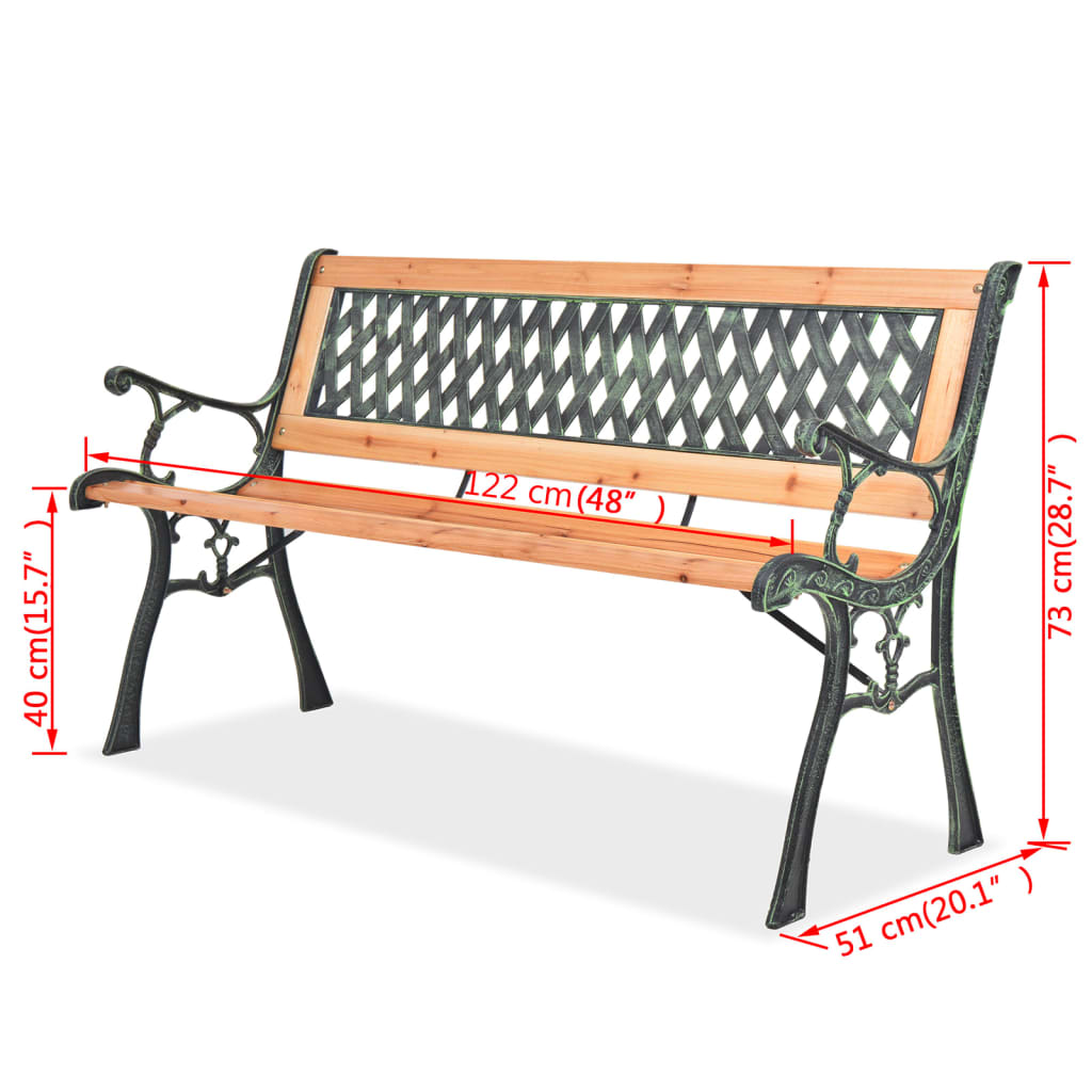 Sturdy 122 cm Wooden Garden Bench - Natural Finish