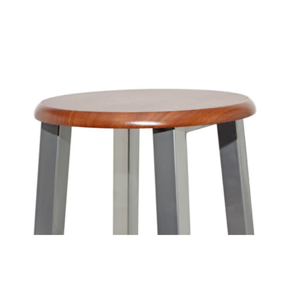 Set of 2 Metal Bar Stools with Light Wood MDF Seats - Stylish & Durable