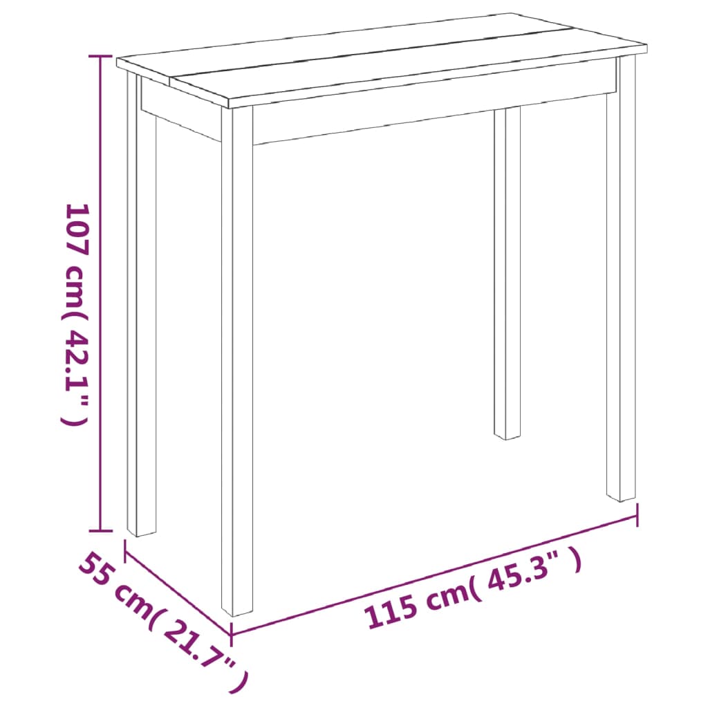 Sleek Black MDF Bar Table, 115x55x107 cm - Modern Design