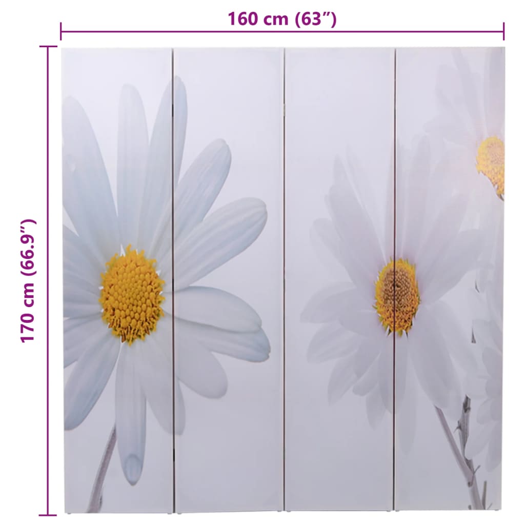 Floral Folding Room Divider 160x170 cm - Elegant Privacy Screen