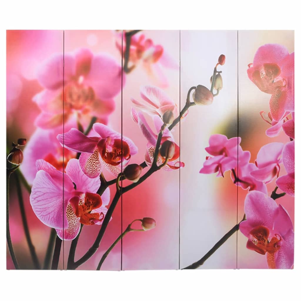 Elegant 200x170 cm Floral Folding Room Divider - Black & White