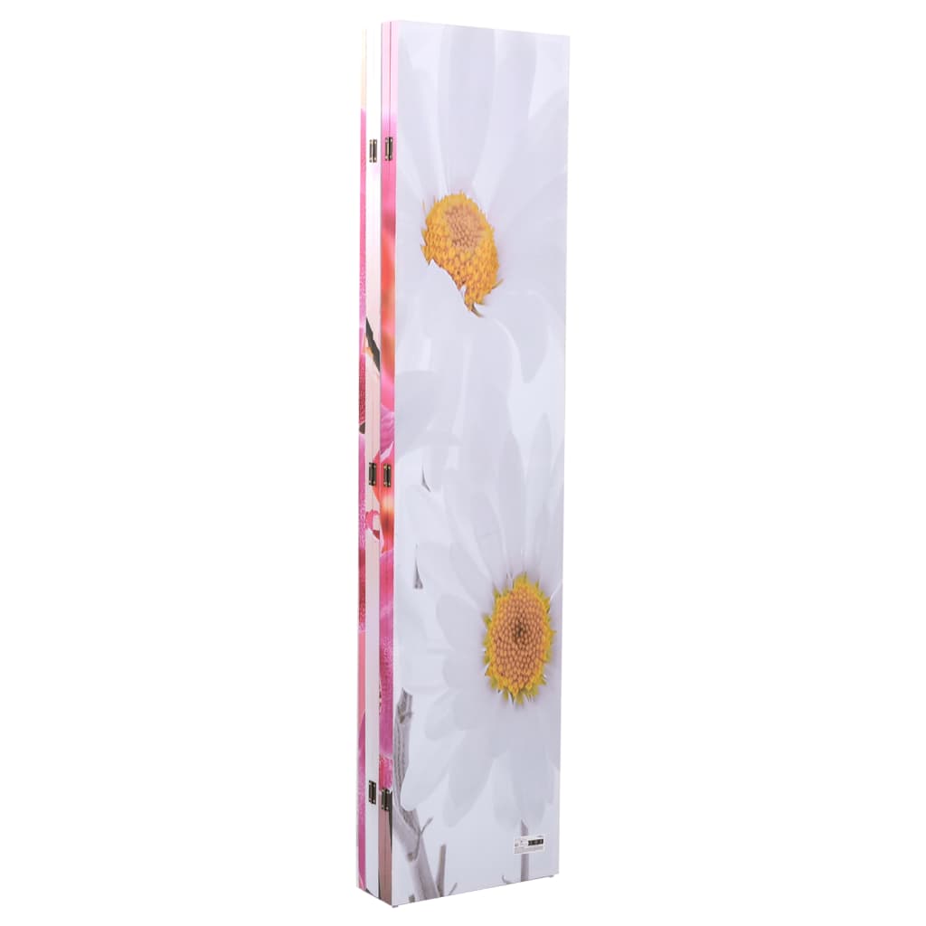 Elegant 200x170 cm Floral Folding Room Divider - Black & White