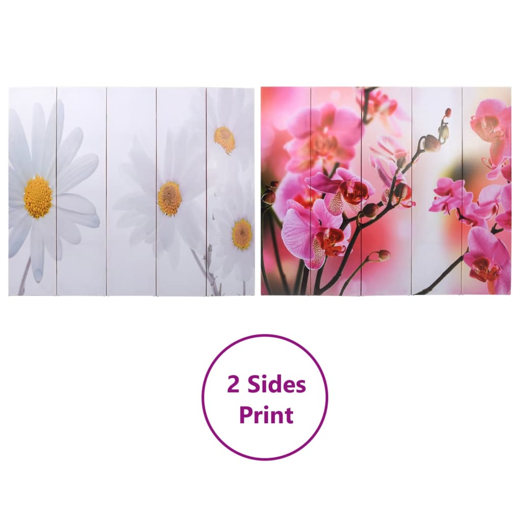 Elegant 200x170 cm Floral Folding Room Divider - Black & White