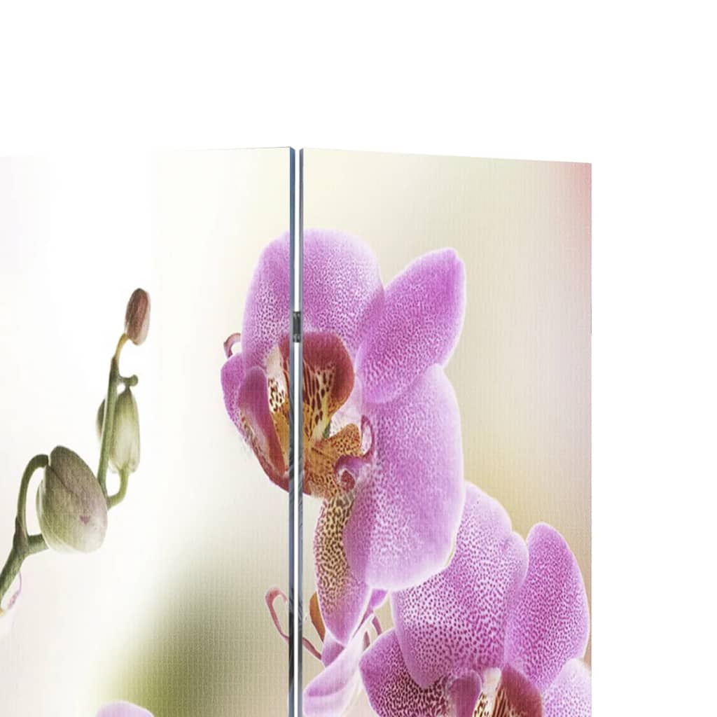 Flower Design Folding Room Divider, 217x170 cm, Wood Frame