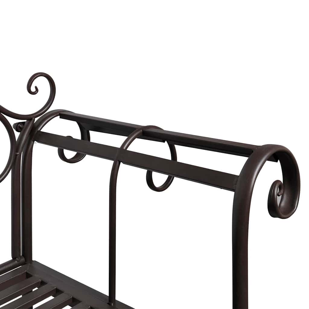 Antique Brown Steel Garden Bench - 132 cm