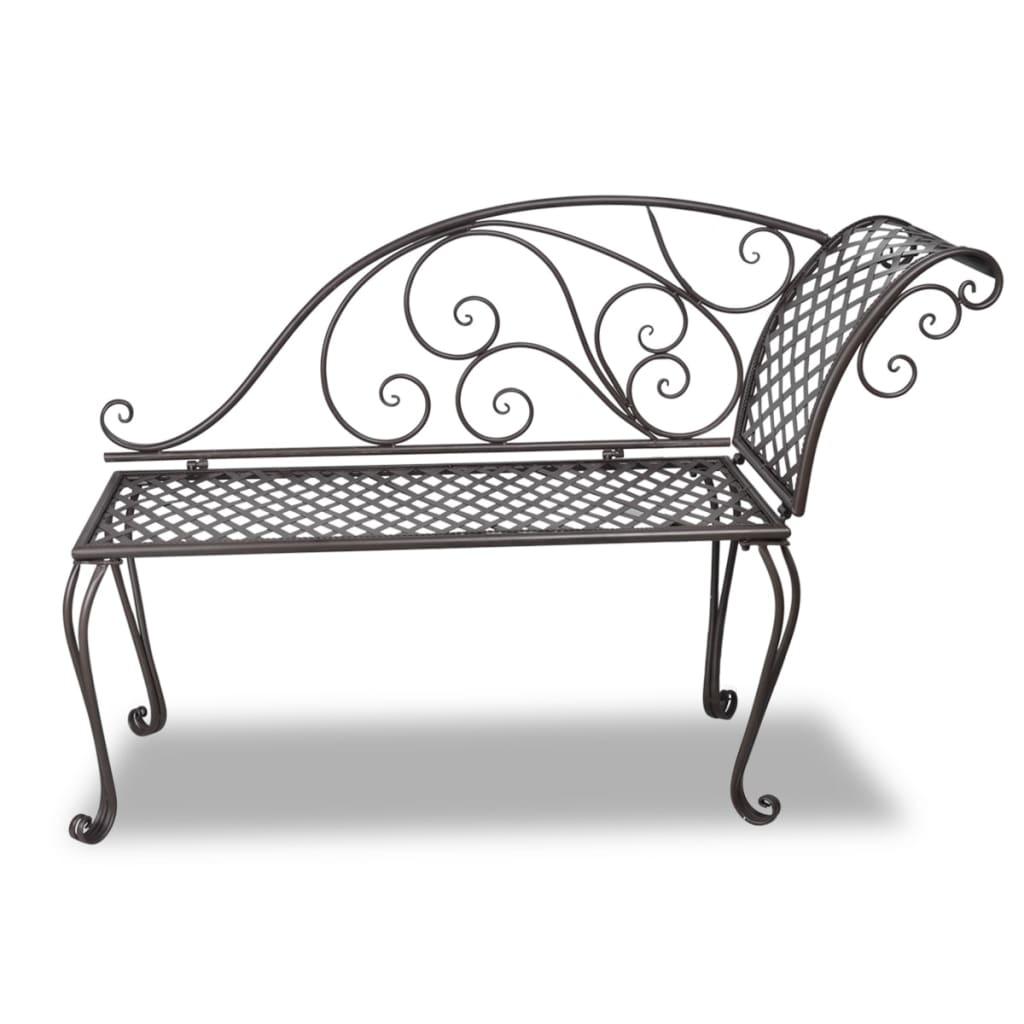Antique Brown Steel Garden Chaise Lounge, 128 cm - Stylish & Durable