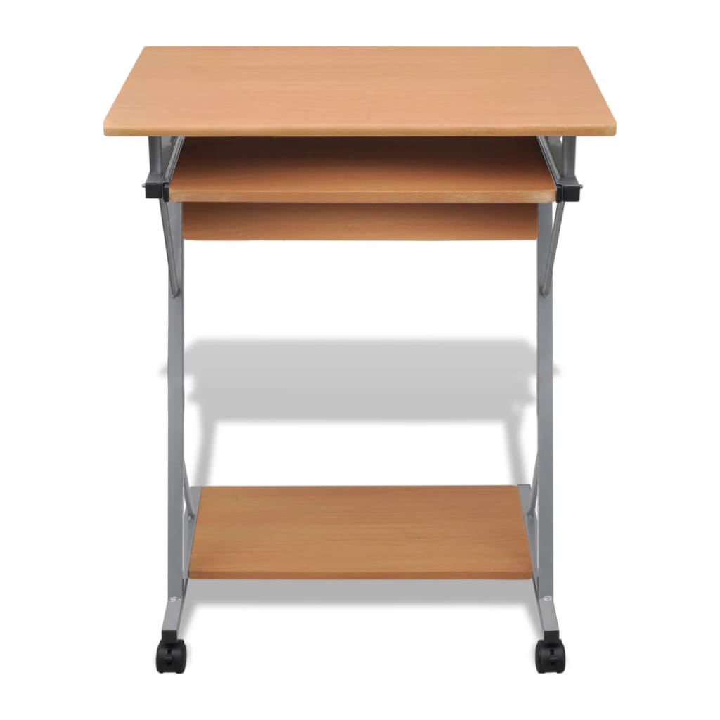 Brown Compact Computer Desk with Pull-out Keyboard Tray