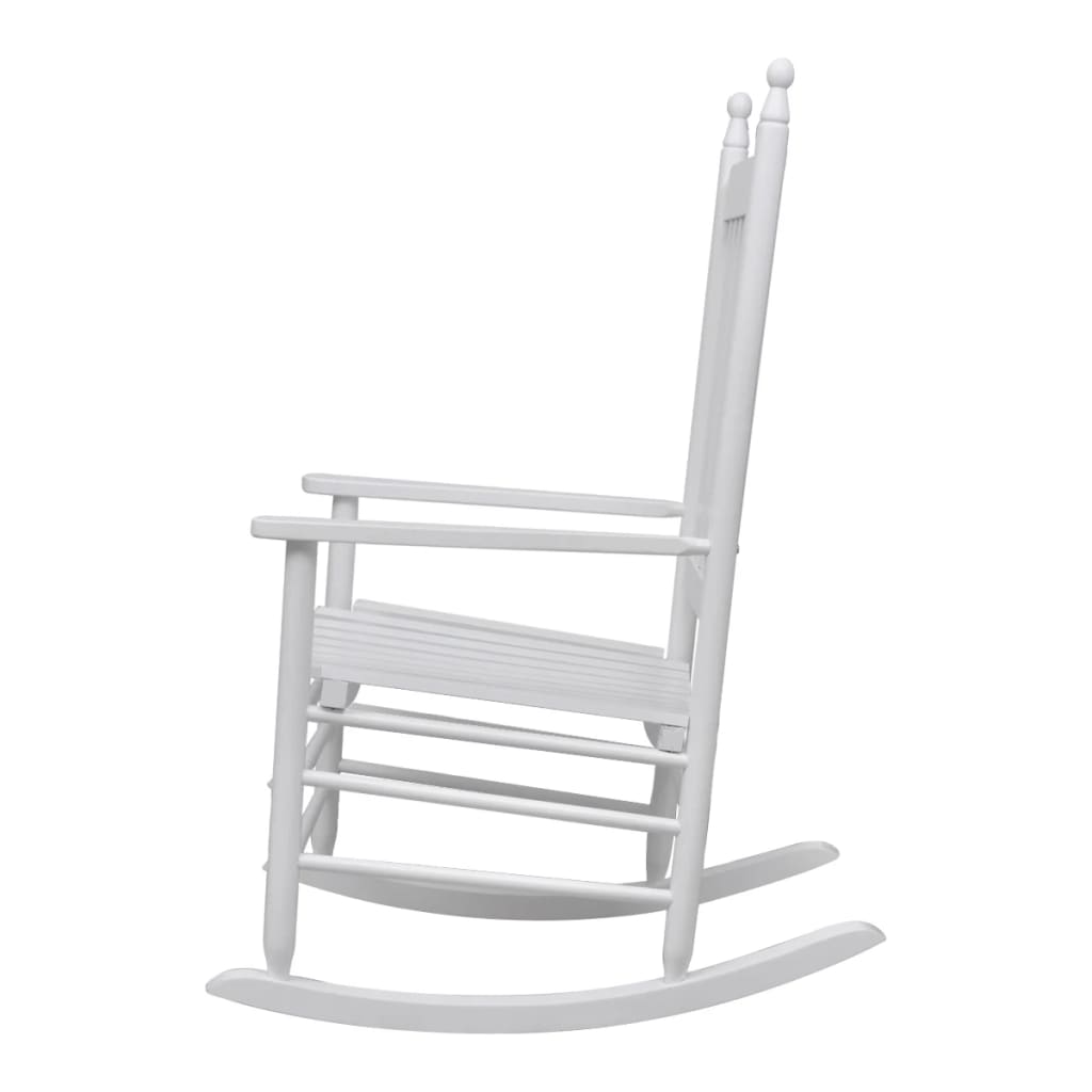 White Wood Rocking Chair with Curved Seat - Stylish & Comfortable