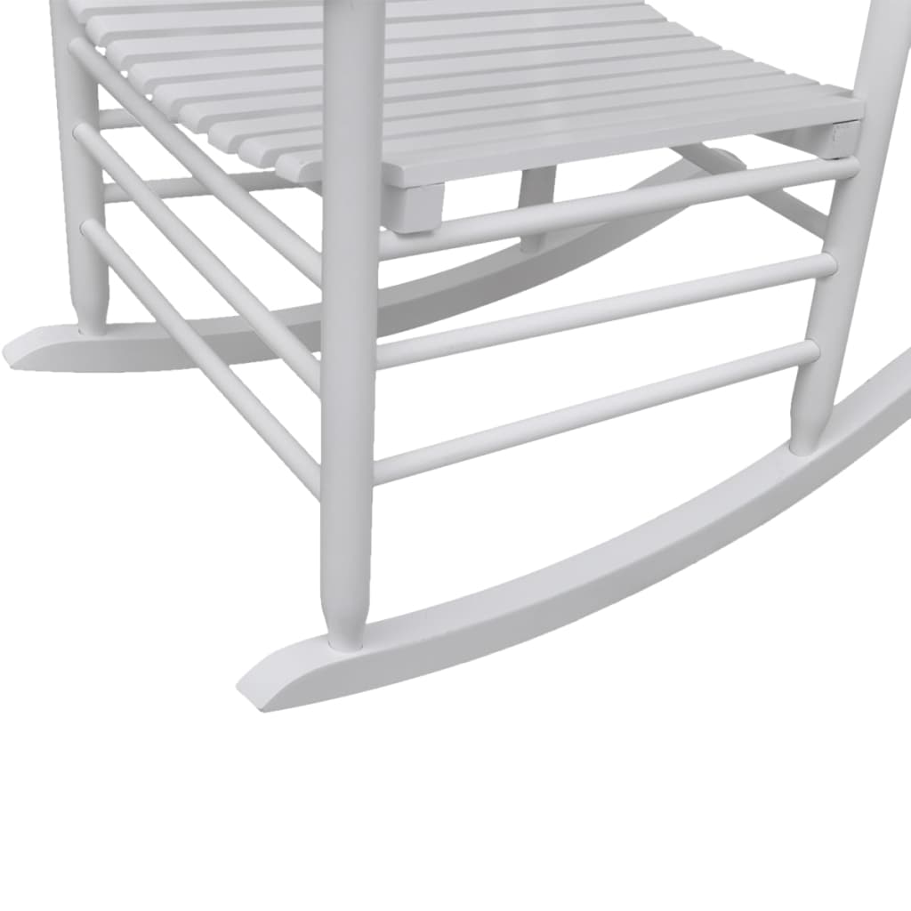 White Wood Rocking Chair with Curved Seat - Stylish & Comfortable