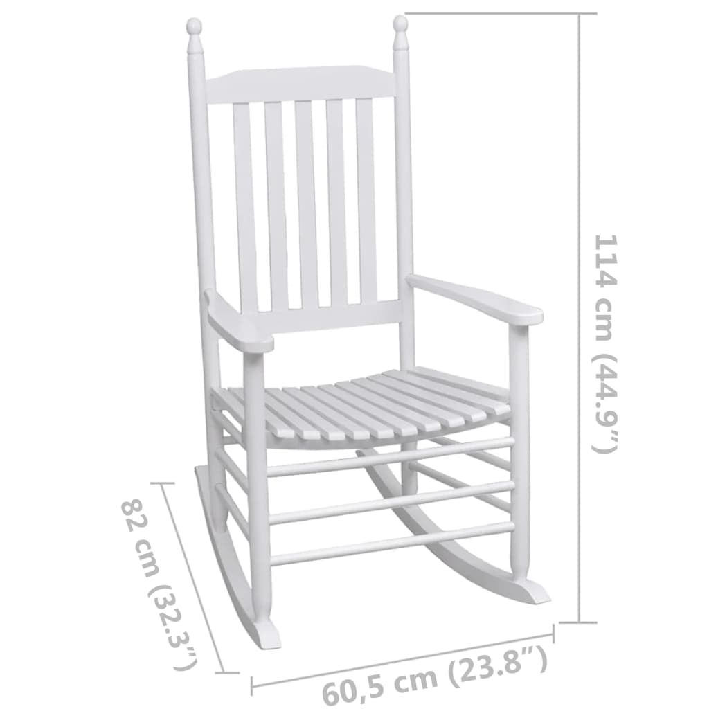 White Wood Rocking Chair with Curved Seat - Stylish & Comfortable