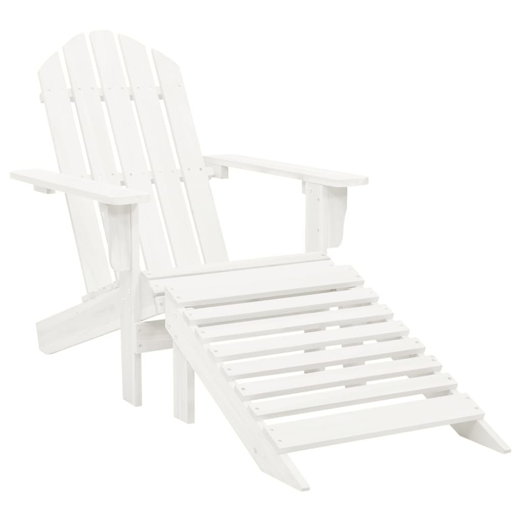 White Wooden Garden Chair with Ottoman - Elegant Outdoor Comfort