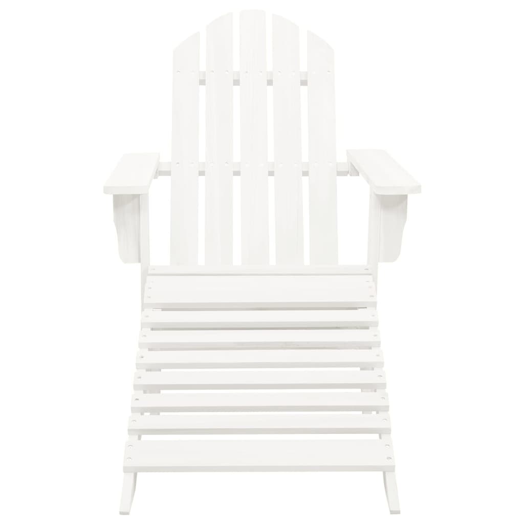 White Wooden Garden Chair with Ottoman - Elegant Outdoor Comfort