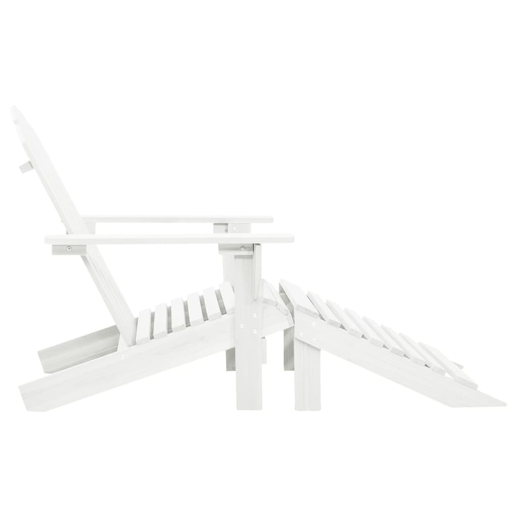 White Wooden Garden Chair with Ottoman - Elegant Outdoor Comfort
