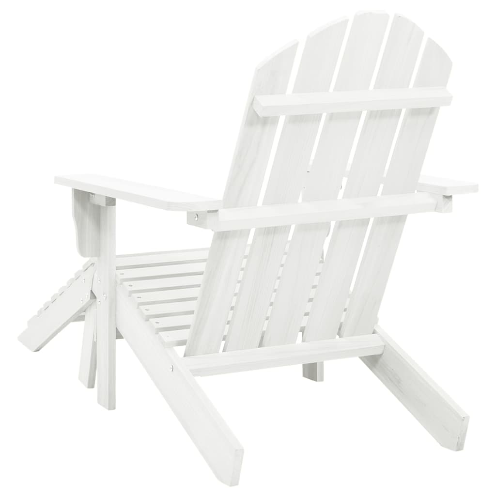 White Wooden Garden Chair with Ottoman - Elegant Outdoor Comfort