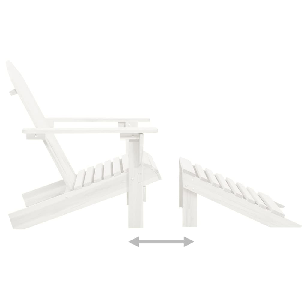 White Wooden Garden Chair with Ottoman - Elegant Outdoor Comfort