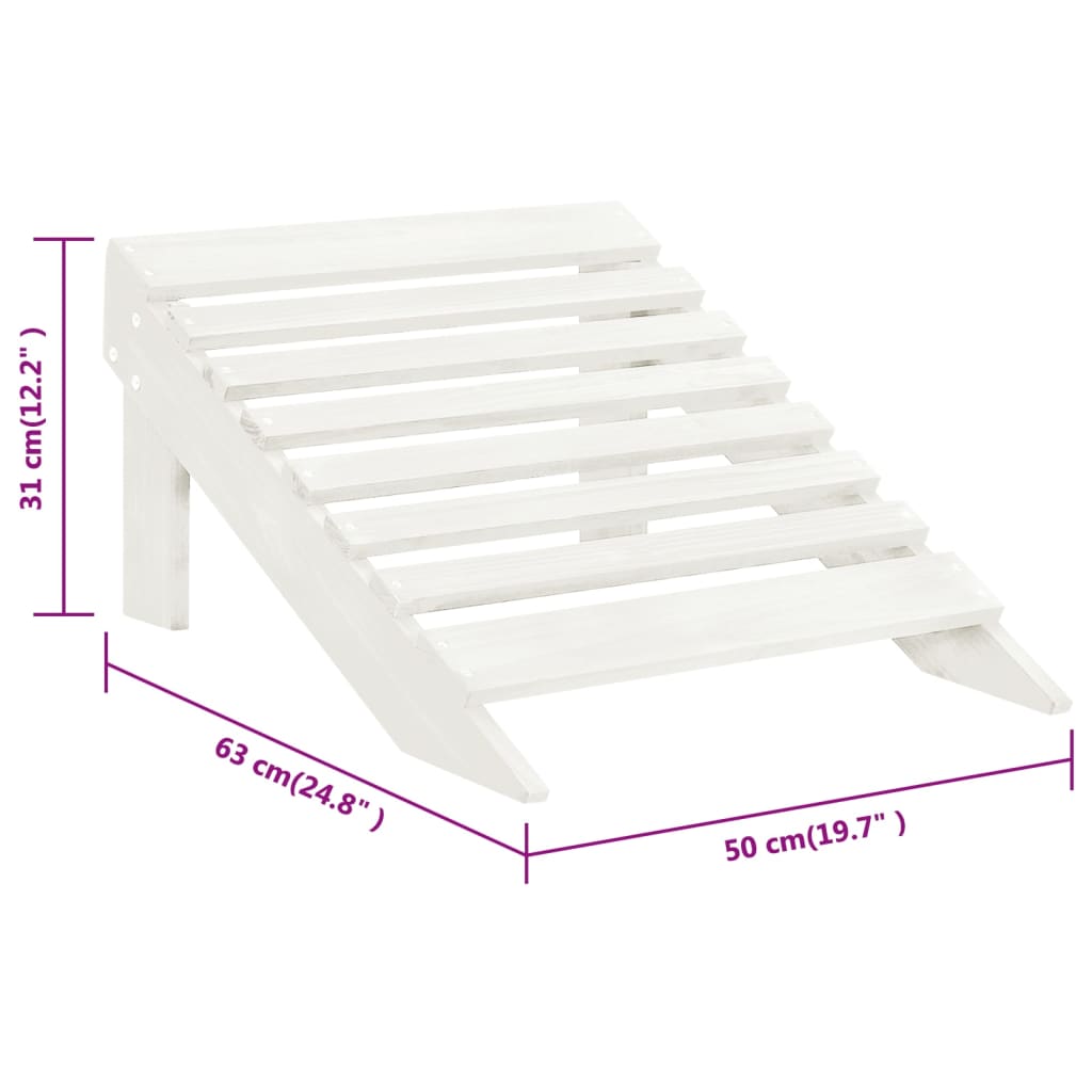 White Wooden Garden Chair with Ottoman - Elegant Outdoor Comfort