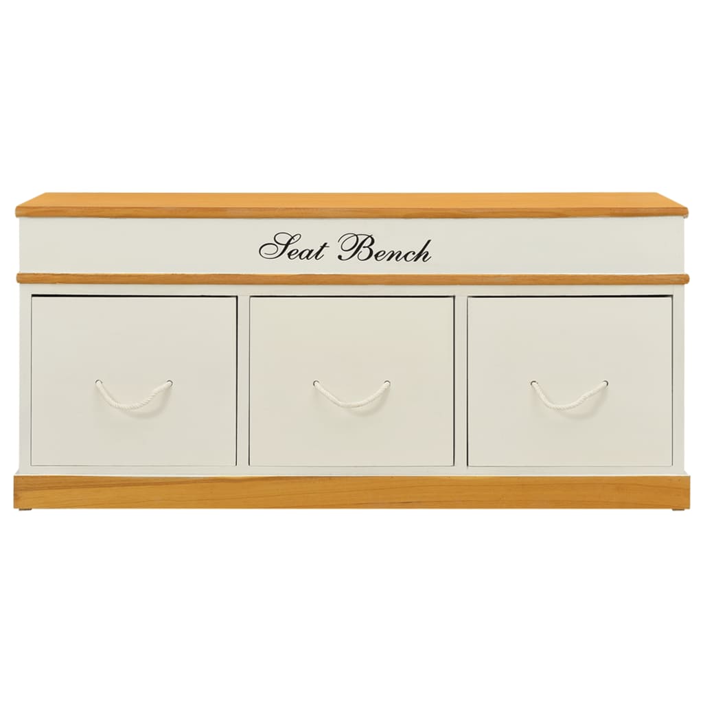 Stylish Storage Bench - Solid Paulownia Wood, 100 cm