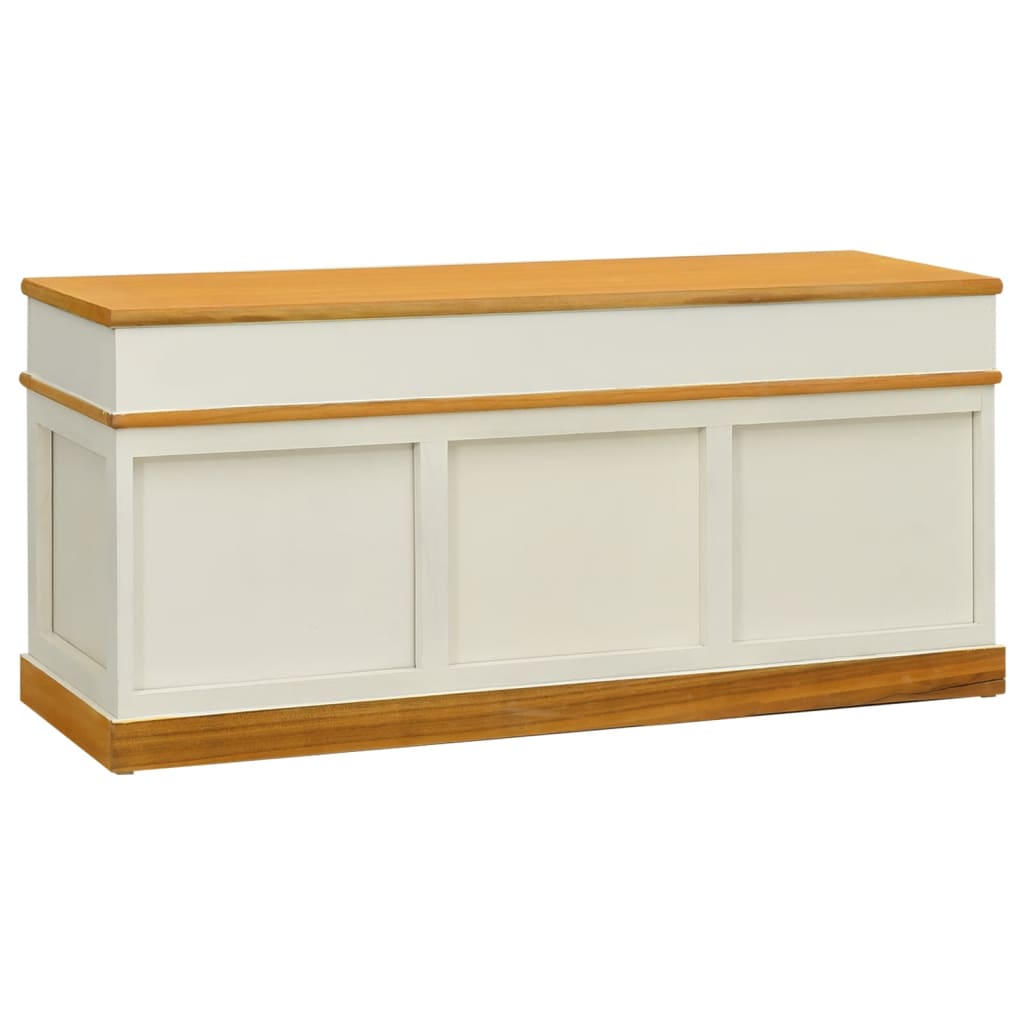 Stylish Storage Bench - Solid Paulownia Wood, 100 cm
