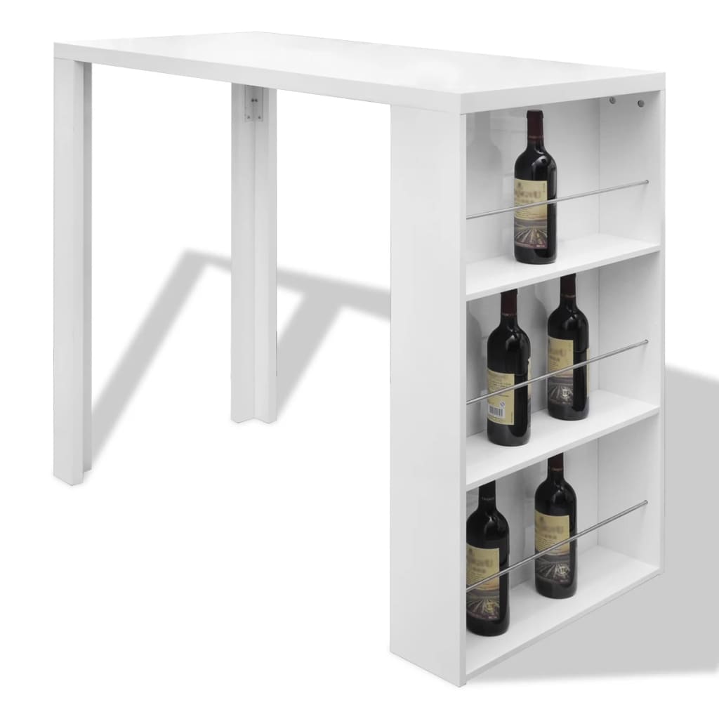 High Gloss White MDF Bar Table with Wine Rack
