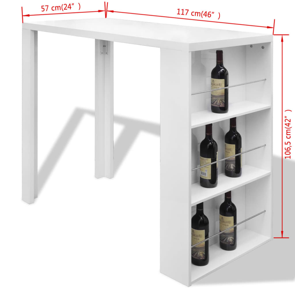 High Gloss White MDF Bar Table with Wine Rack