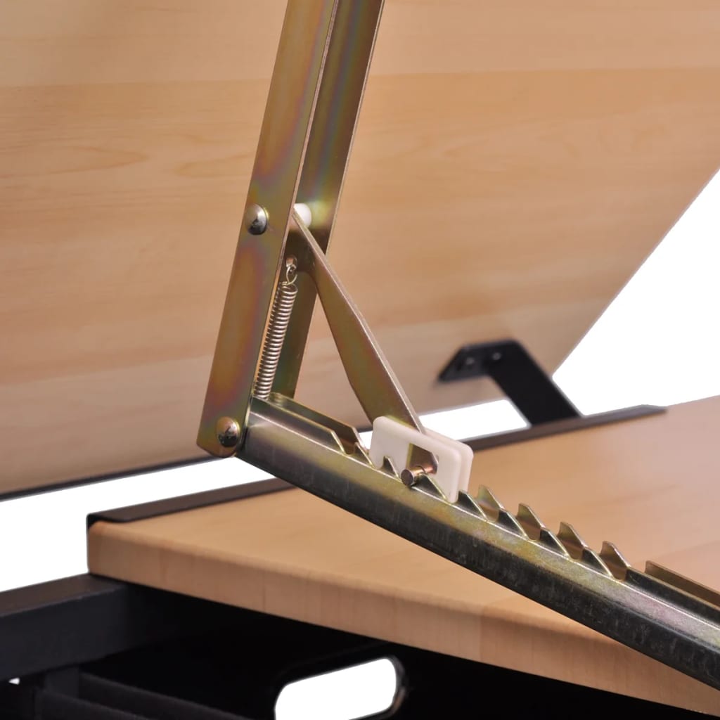 Tiltable Bamboo Drawing Table Set with 2 Drawers & Stool