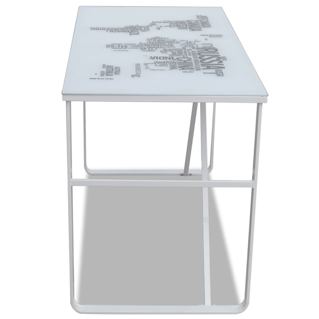 Map Pattern Rectangular Desk - Stylish Wood Finish Office Table
