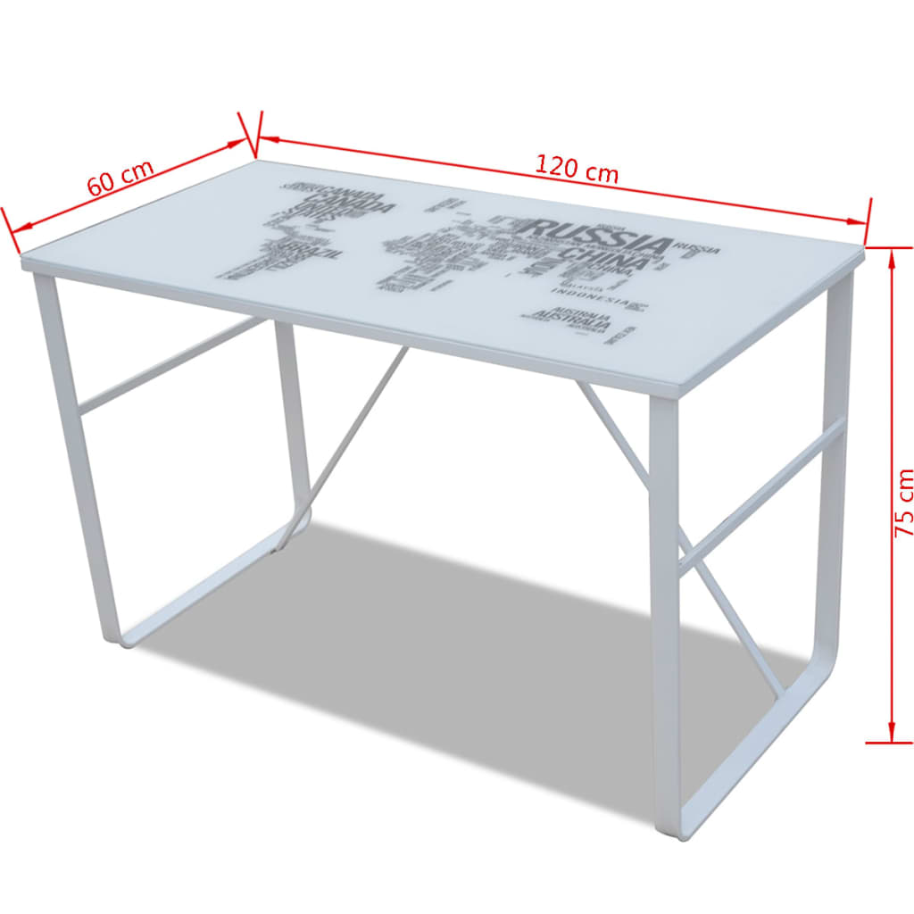 Map Pattern Rectangular Desk - Stylish Wood Finish Office Table