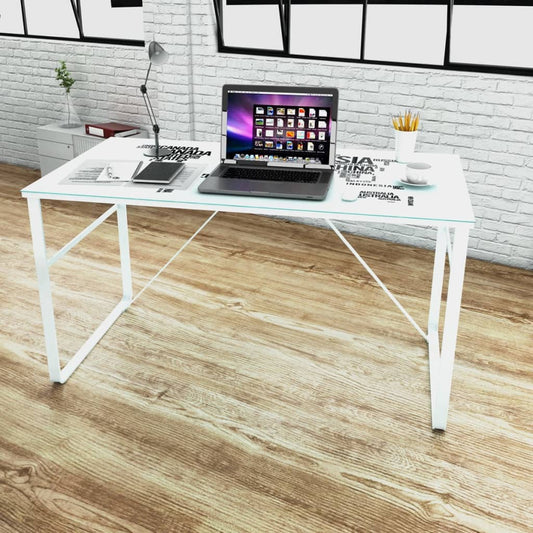 Map Pattern Rectangular Desk - Stylish Wood Finish Office Table
