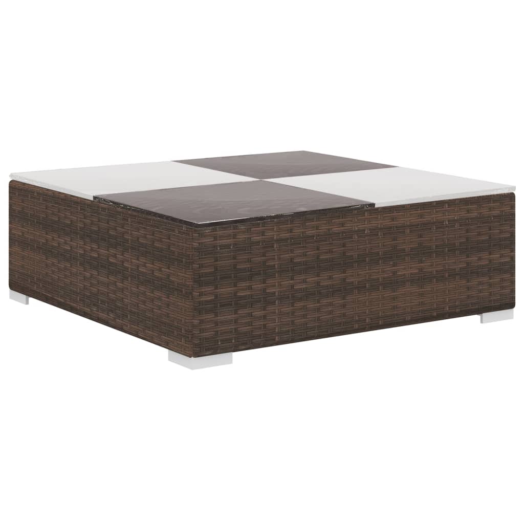 6 Piece Garden Lounge Set with Cushions Poly Rattan Brown