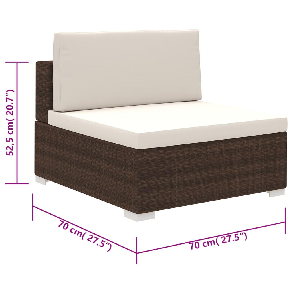 6 Piece Garden Lounge Set with Cushions Poly Rattan Brown