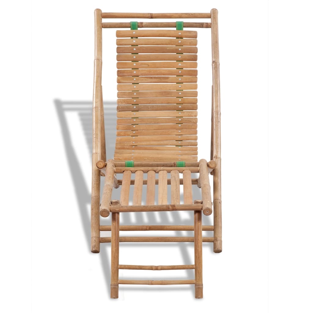 Bamboo Outdoor Deck Chair with Footrest - Natural Comfort