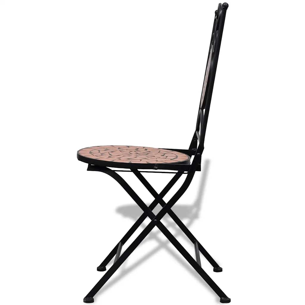 Terracotta Ceramic Folding Bistro Chairs - 2 Piece Set