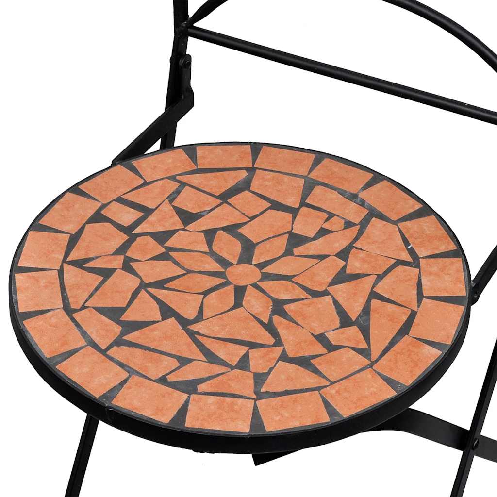 Terracotta Ceramic Folding Bistro Chairs - 2 Piece Set