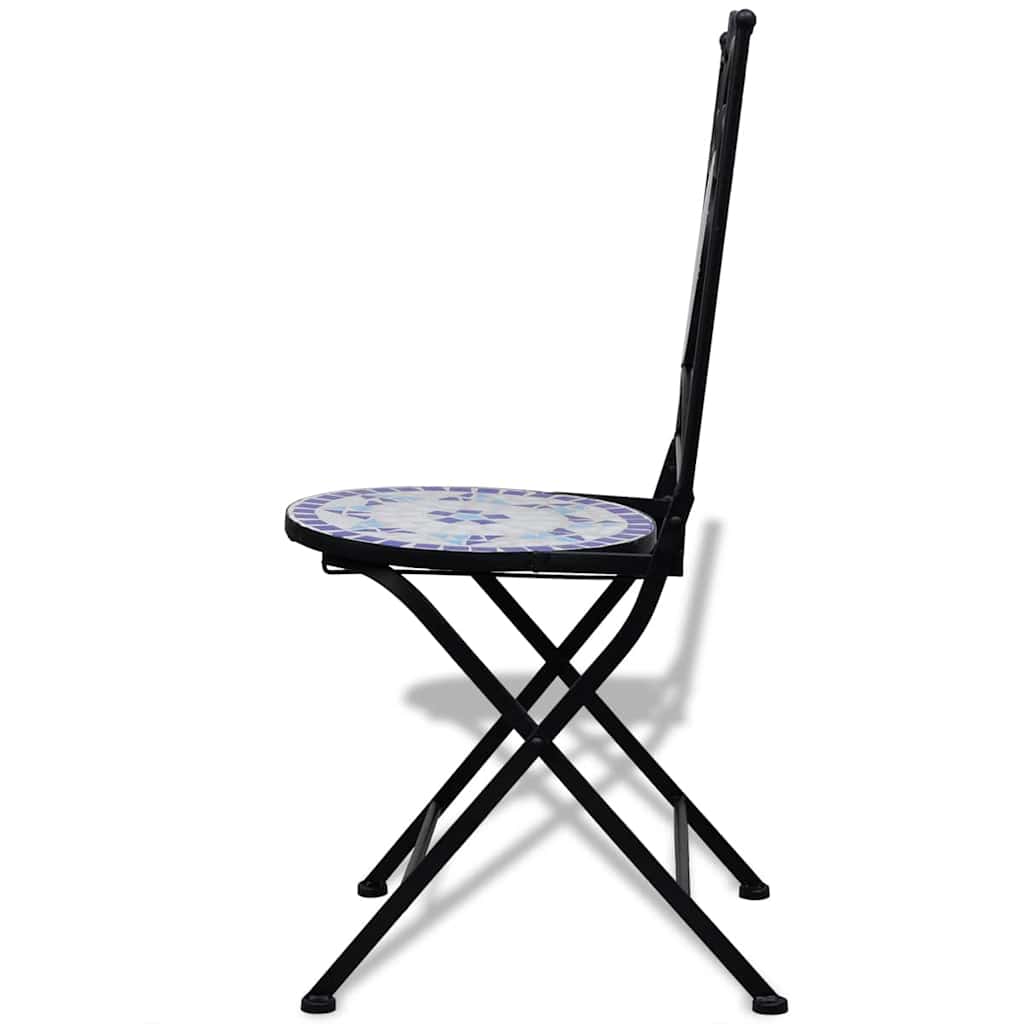 Ceramic Blue & White Folding Bistro Chairs Set of 2 - Stylish & Durable
